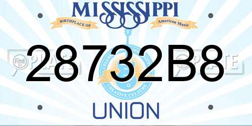 28732B8 Mississippi License Plate