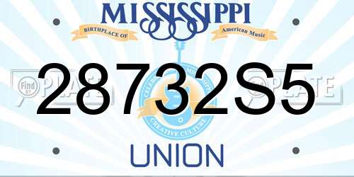 28732S5 Mississippi License Plate