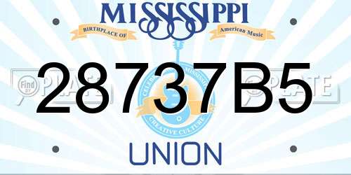 28737B5 Mississippi License Plate