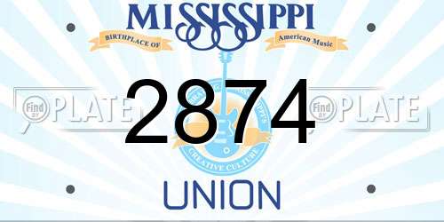2874 Mississippi License Plate