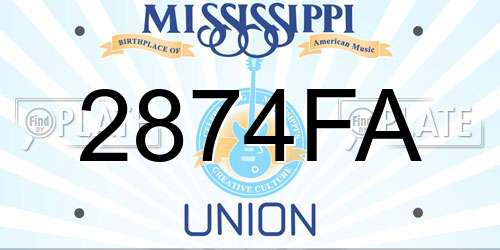 2874FA Mississippi License Plate