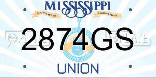 2874GS Mississippi License Plate