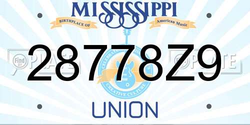 28778Z9 Mississippi License Plate