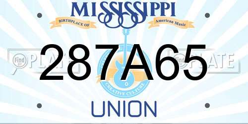 287A65 Mississippi License Plate