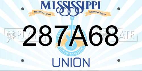 287A68 Mississippi License Plate