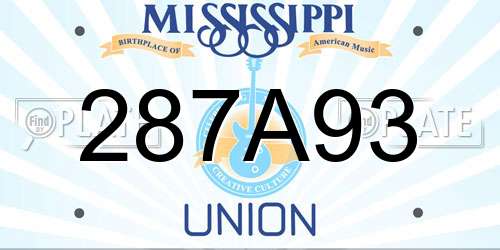287A93 Mississippi License Plate