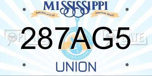 287AG5 Mississippi License Plate