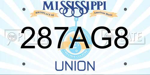 287AG8 Mississippi License Plate