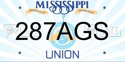 287AGS Mississippi License Plate