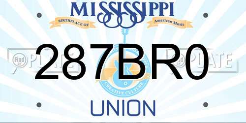 287BR0 Mississippi License Plate