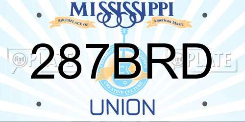 287BRD Mississippi License Plate