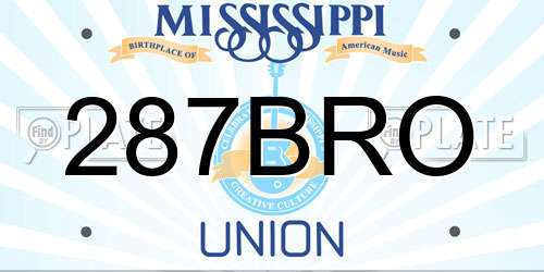287BRO Mississippi License Plate