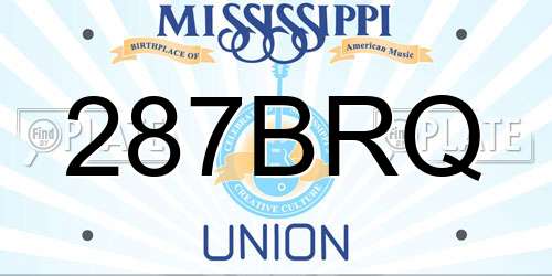 287BRQ Mississippi License Plate