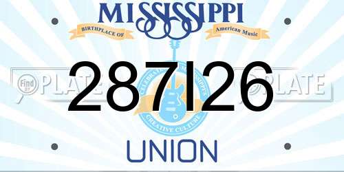 287I26 Mississippi License Plate