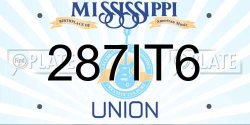 287IT6 Mississippi License Plate