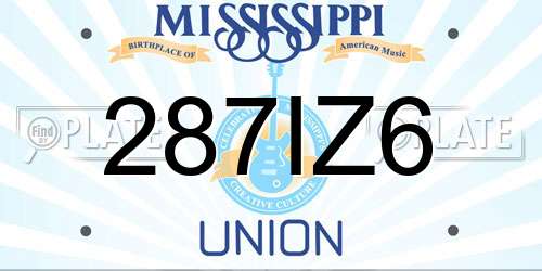287IZ6 Mississippi License Plate
