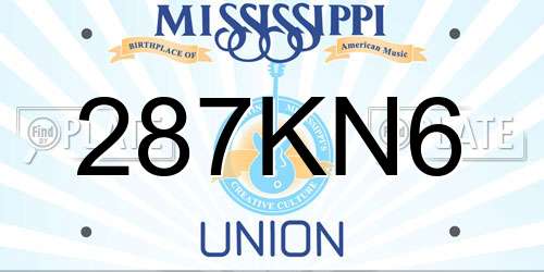 287KN6 Mississippi License Plate