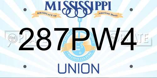 287PW4 Mississippi License Plate