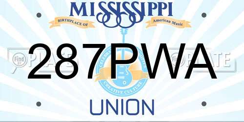 287PWA Mississippi License Plate