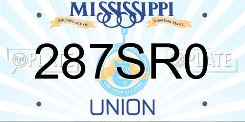 287SR0 Mississippi License Plate