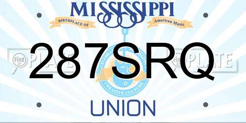 287SRQ Mississippi License Plate