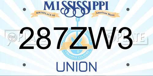 287ZW3 Mississippi License Plate