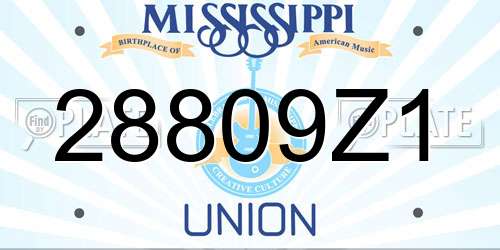 28809Z1 Mississippi License Plate