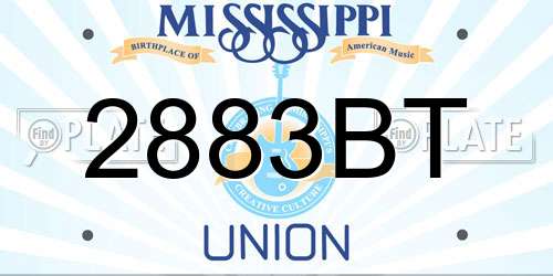2883BT Mississippi License Plate