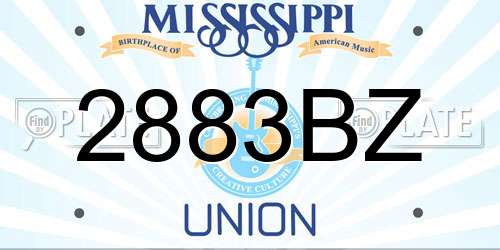 2883BZ Mississippi License Plate