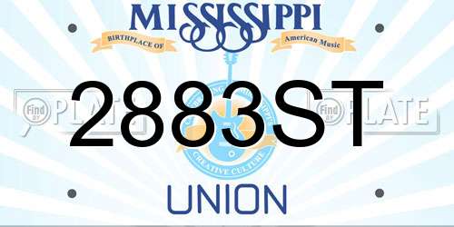 2883ST Mississippi License Plate