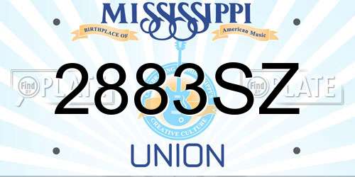 2883SZ Mississippi License Plate