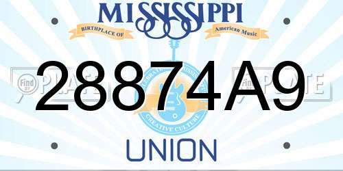 28874A9 Mississippi License Plate