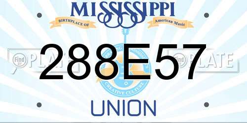 288E57 Mississippi License Plate