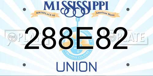 288E82 Mississippi License Plate