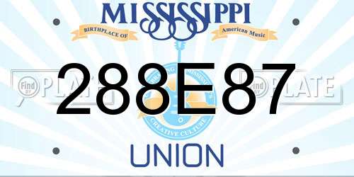288E87 Mississippi License Plate