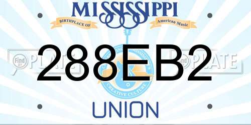 288EB2 Mississippi License Plate