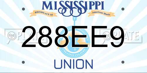 288EE9 Mississippi License Plate