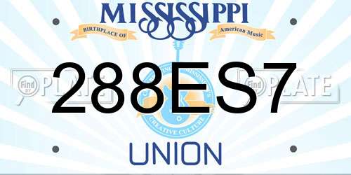 288ES7 Mississippi License Plate