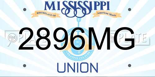 2896MG Mississippi License Plate