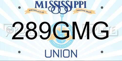 289GMG Mississippi License Plate