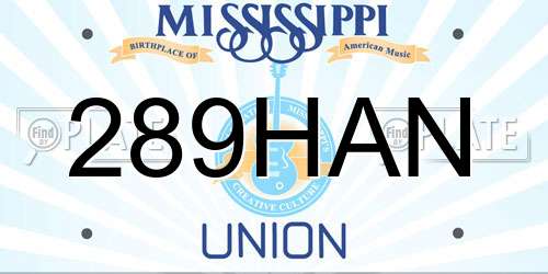 289HAN Mississippi License Plate