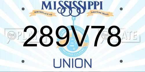 289V78 Mississippi License Plate