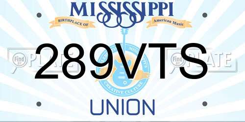 289VTS Mississippi License Plate