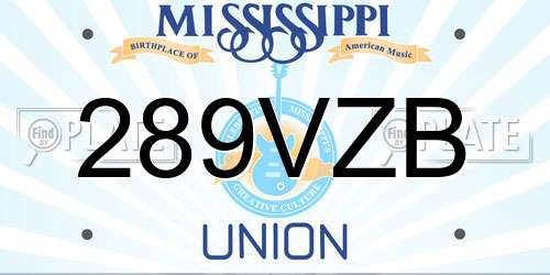 289VZB Mississippi License Plate