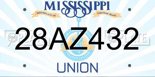 28AZ432 Mississippi License Plate
