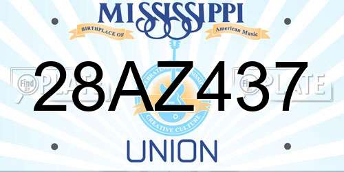 28AZ437 Mississippi License Plate