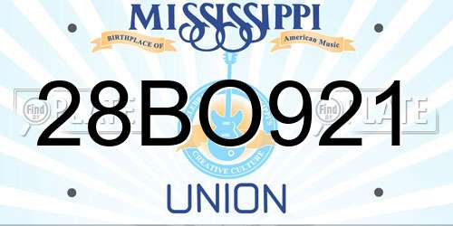 28BO921 Mississippi License Plate