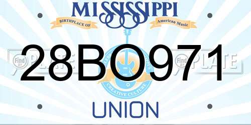 28BO971 Mississippi License Plate