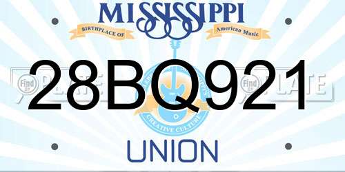 28BQ921 Mississippi License Plate