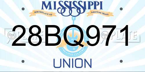 28BQ971 Mississippi License Plate